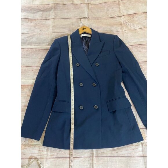 Zara Women's Blue Button Front Long Sleeve Blazer Jacket - XS - Picture 6 of 15